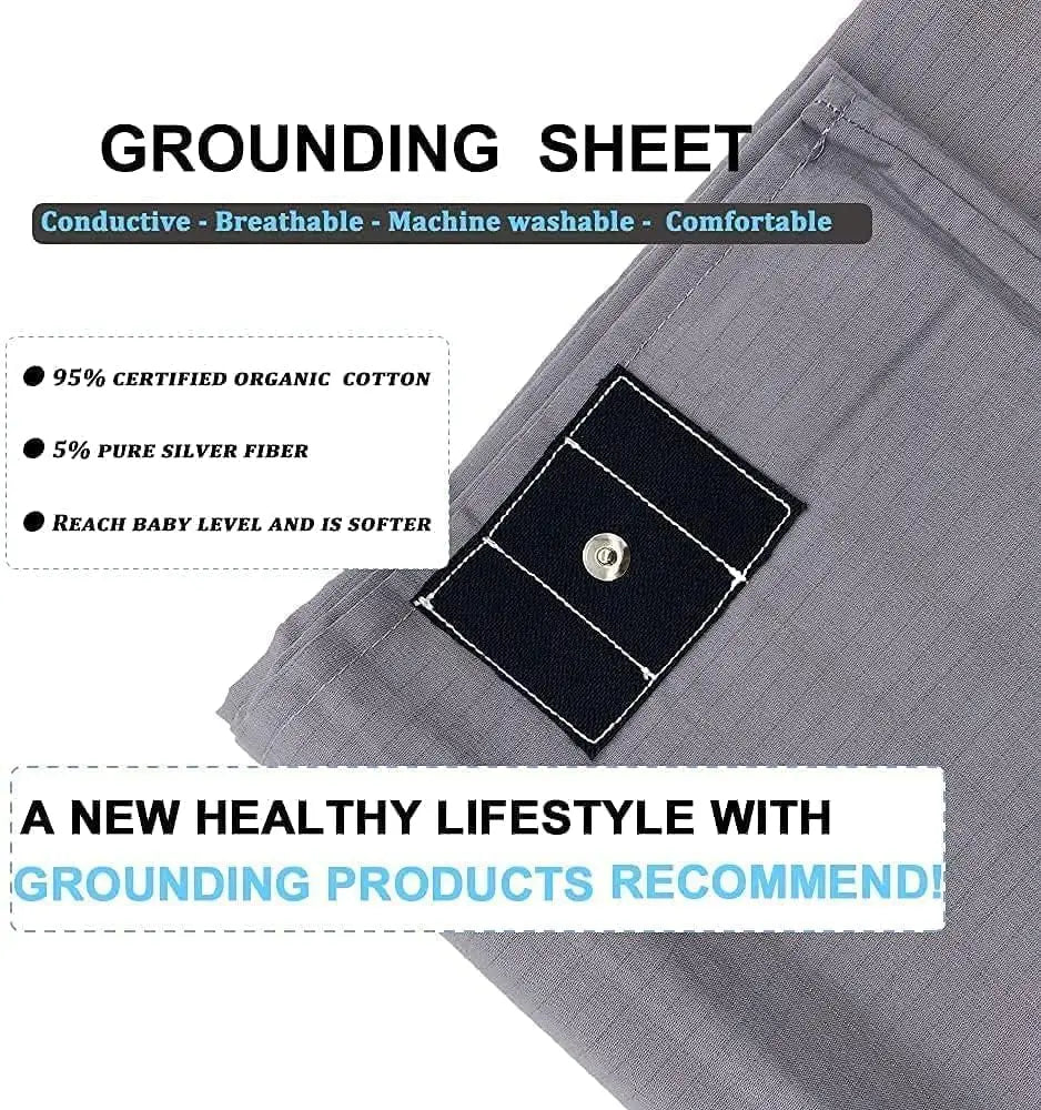 Wholesale Organic Cotton Queen Size Conductive Bed Sheets Kit Grounding for Earthing for Pain Relief Sleep Fitted & Flat Sheets